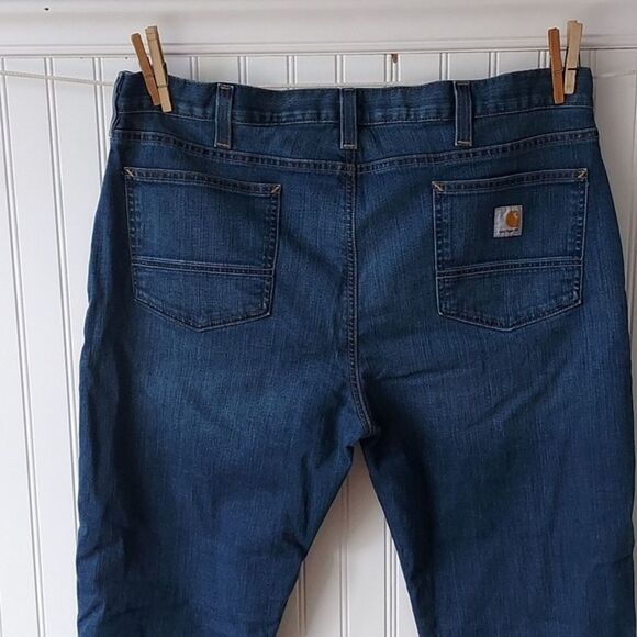 Carharrt‎ Men's Rugged Flex Relaxed Straight Knit Lined 40 X 32 Denim Blue Jeans - Picture 2 of 12
